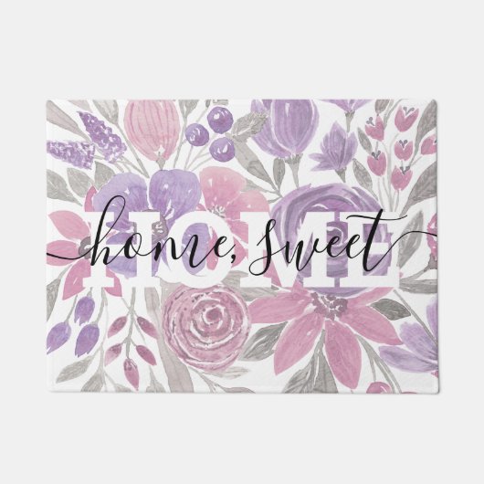 Rosa Lila Lichtfarbe Grüne Blütenfarbe Fußmatte (Vorderseite)