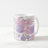 Rosa Lila Lichtfarbe Grüne Blütenfarbe Kaffeetasse (VorderseiteRechts)