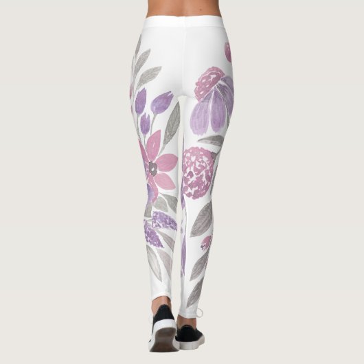 Rosa Lila Lichtfarbe Grüne Blütenfarbe Leggings (Rückseite)