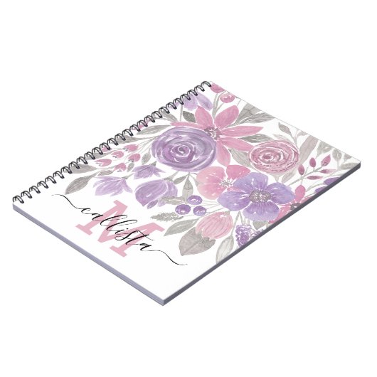 Rosa Lila Lichtfarbe Grüne Blütenfarbe Notizblock (Linke Seite)