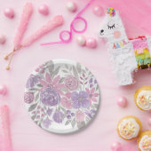 Rosa Lila Lichtfarbe Grüne Blütenfarbe Pappteller (Party)