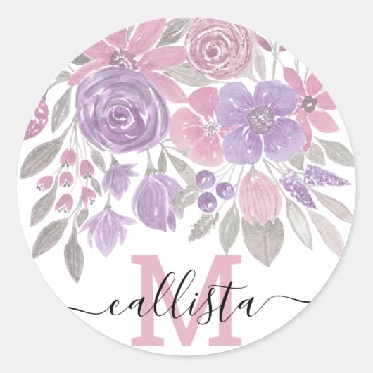 Rosa Lila Lichtfarbe Grüne Blütenfarbe Runder Aufkleber (Vorderseite)