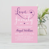 Rosa Lila Liebe macht eine Familiendusche aus der Einladung (Stehend Vorderseite)