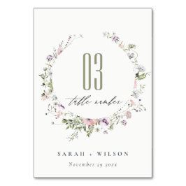 Rosa Lila Lilac Wildblume Circle Frame Wedding Tischnummer