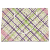 Rosa Lila Lime Green Tartan Muster Große Geschenktüte (Vorderseite)