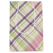 Rosa Lila Lime Green Tartan Muster Mittlere Geschenktüte (Vorderseite)