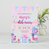 rosa lila magische niedliche gürtel einladung (Stehend Vorderseite)