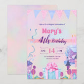 rosa lila magische niedliche gürtel einladung (Vorne/Hinten)