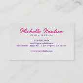 Rosa Lila Makeup Artist & Haare Stylist Salon Visitenkarte (Rückseite)