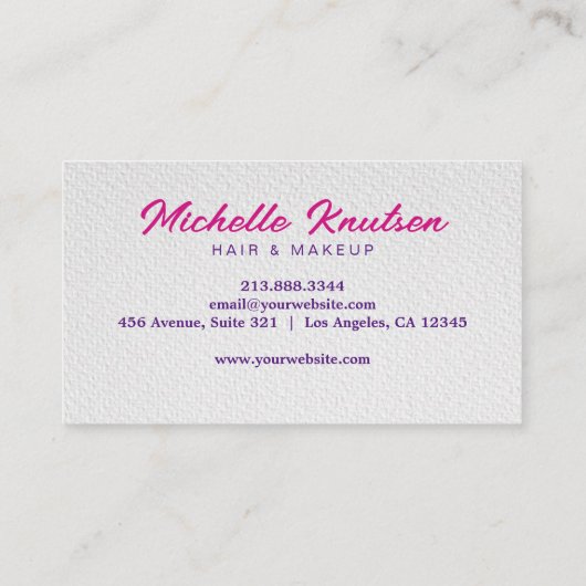 Rosa Lila Makeup Artist & Haare Stylist Salon Visitenkarte (Rückseite)