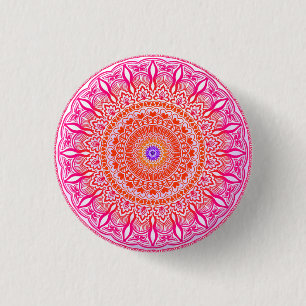 Rosa lila Mandala Button