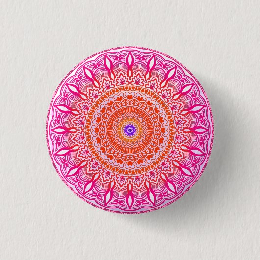 Rosa lila Mandala Button (Vorderseite)
