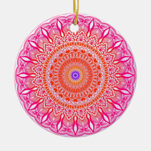 Rosa lila Mandala Keramik Ornament