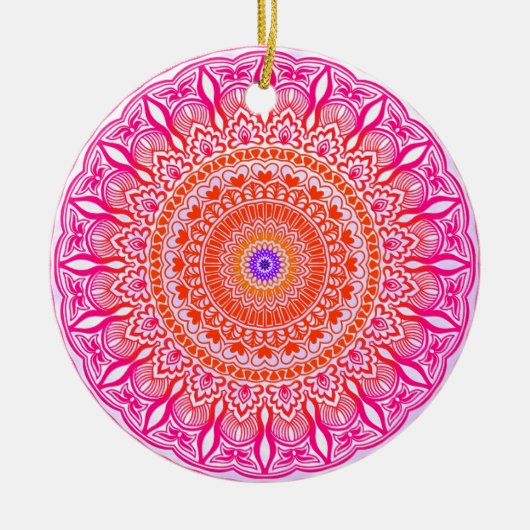 Rosa lila Mandala Keramik Ornament (Vorne)