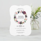 Rosa lila Marine Blumenstudium Foto laden Save The Date (Stehend Vorderseite)