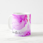 Rosa Lila Marmor Personalisierter Name Herz Kaffeetasse (Vorderseite Links)
