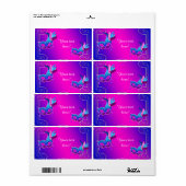 Rosa Lila Maskerade Party Wasser Flaschen Etikette (Vorne)