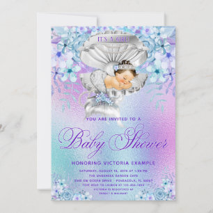 Rosa lila Meerjungfrau Baby Shower Einladungen