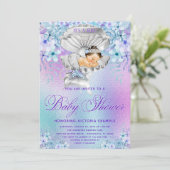 Rosa Lila Mermaid Baby Dusche Einladungen (Stehend Vorderseite)