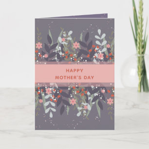 Rosa lila minimalistisches florales Band Muttertag Karte