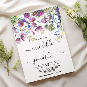 Rosa lila Minzgold Blume Hochzeit Einladung