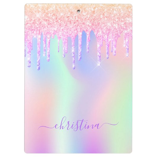 Rosa Lila Minzgrün-Tropfen holografisch Klemmbrett (Rückseite)