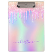 Rosa Lila Minzgrün-Tropfen holografisch Klemmbrett (Vorderseite)