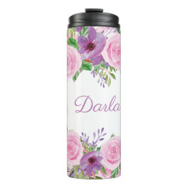 Rosa Lila Moderne Aquarellfarben Personalisiert Thermosbecher