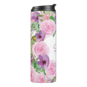 Rosa Lila Moderne Aquarellfarben Personalisiert Thermosbecher (Nach links gedreht)