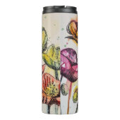 Rosa Lila Mohnblüte Blume Pappies Thermosbecher (Rückseite)