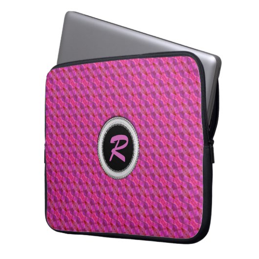 Rosa Lila Muster Monogram 10in Tablet Notebook Laptopschutzhülle (Vorderseite Links)