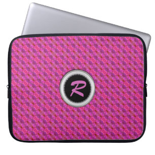 Rosa Lila Muster Monogram 10in Tablet Notebook Laptopschutzhülle