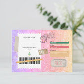 Rosa Lila Muster Weihnachts Ticket Geschenkgutsche (Stehend Vorderseite)
