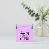 Rosa Lila Nähmaschine Amstressmuster Quadratische Visitenkarte (Stehend Vorderseite)