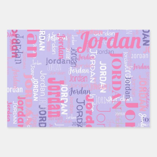 Rosa Lila Name Personalisiert Geschenkpapier Set (Vorderseite 2)