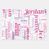 Rosa Lila Name Personalisiert Geschenkpapier Set (Vorderseite)