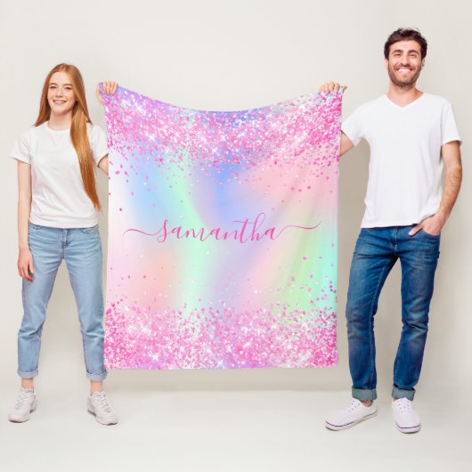 Rosa lila Namensskriptorin holografisches Mädchen Fleecedecke (Beispiel)