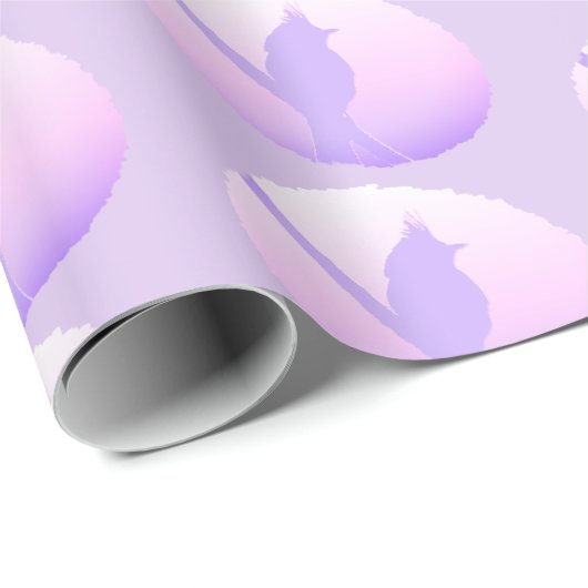 Rosa Lila Natur Friedliche Silhouette von Tiervöge Geschenkpapier (Rolleneckpunkt)