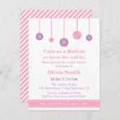 Rosa Lila Niedlich als Button Baby Shooter Einladung (Vorne/Hinten)