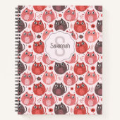 Rosa Lila Niedliche Fett Katzen Name Monogramm Notizblock (Vorderseite)