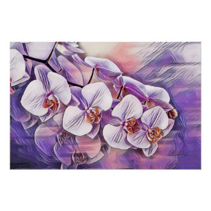 Rosa lila niedliche Orchideen-Blume zeichnend Poster