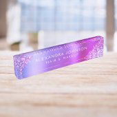 Rosa Lila Ombre Glitzer Sparkle Haare Makeup Namensplakette