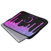 Rosa Lila Ombre Sparkle Glitzer Tropfen Monogram Laptopschutzhülle (Vorne Knopf)