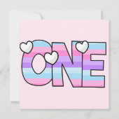 Rosa Lila Ombre Streifen Herzchen ersten Geburtsta Dankeskarte (Rückseite)