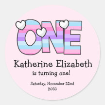 Rosa Lila Ombre Streifen Herzchen ersten Geburtsta