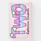 Rosa Lila Ombre Stripes hören am zweiten Geburtsta Banner (Vertikal)