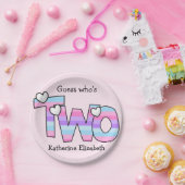 Rosa Lila Ombre Stripes hören am zweiten Geburtsta Pappteller (Party)