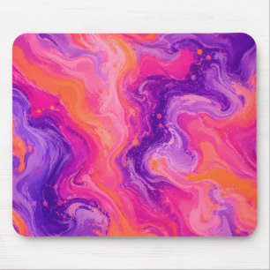 Rosa Lila Orange Flüssig-Marmor Mousepad