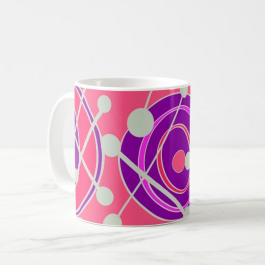 Rosa, lila, orange Geoform Kaffeetasse (Vorderseite Links)