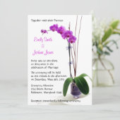 Rosa Lila Orchideenhochzeit Einladung (Stehend Vorderseite)